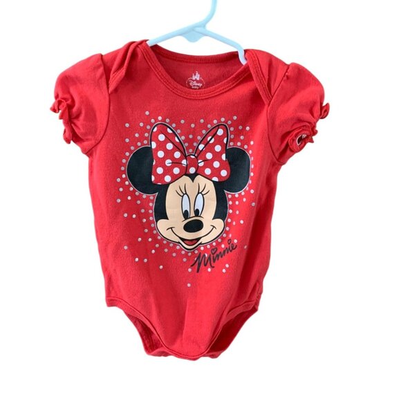 Disney Baby Other - Disney baby Girls Infant Baby Sz 12 months Red Short Puff Sleeve Minnie Mouse 1